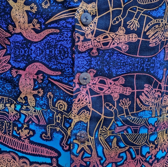 Jammin Hand Prints Hemp Aboriginal Vest Made in Coolum Bch Australia Size Small - Picture 6 of 10